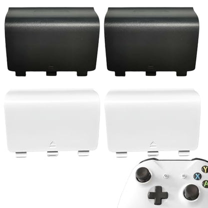 4 Pcs Battery Cover Replacement for Xbox One/One S/One X Controller[NOT for Xbox Series X/S],Battery Back Shell Covers Door Repair Part Compatible with Xbox One Controller(Black&White) - color: 2 Black + 2 White