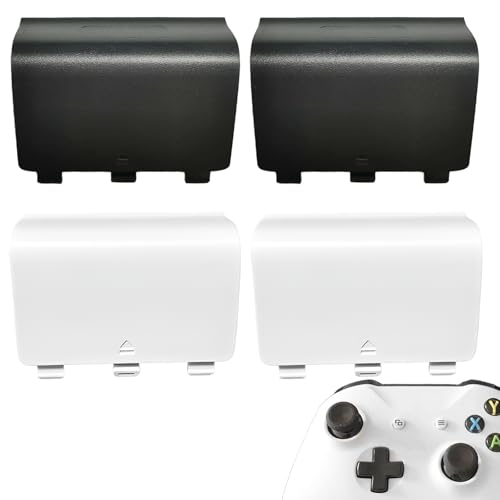 4 Pcs Battery Cover Replacement for Xbox One/One S/One X Controller[NOT for Xbox Series X/S],Battery Back Shell Covers Door Repair Part Compatible with Xbox One Controller(Black&White) - color: 2 Black + 2 White