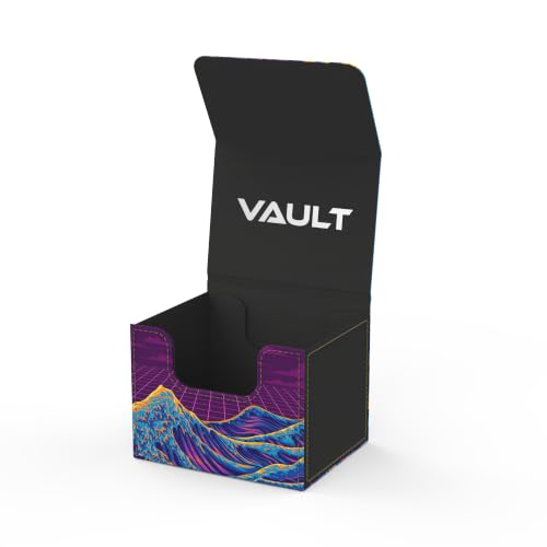 (Great Neon Wave) 100% Hand-Drawn TCG/MTG 100+ Card Vault Deck Box - style: Great Neon Wave