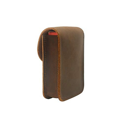 Playing Card Case,Genuine Leather Deck Card Holder for Magicians Poker Players Camping Holidays Trips -Brown - color: Single deck