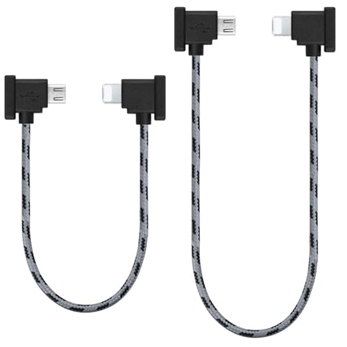 1FT+ 0.5FT(2 pack) USB Micro to iOS DJI Remote Controller Cable for DJI Mavic Mini(1st Gen), Mini SE, Mavic Pro, Spark, 2 Pro Zoom, Mavic Air,Platinum, Phone/Tablet 90 Degree Data OTG Cord Accessories - style: Micro to iOS