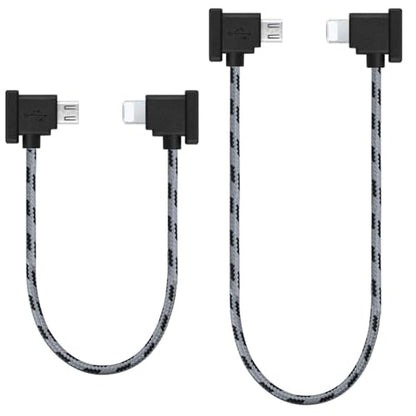 1FT+ 0.5FT(2 pack) USB Micro to iOS DJI Remote Controller Cable for DJI Mavic Mini(1st Gen), Mini SE, Mavic Pro, Spark, 2 Pro Zoom, Mavic Air,Platinum, Phone/Tablet 90 Degree Data OTG Cord Accessories - style: Micro to iOS