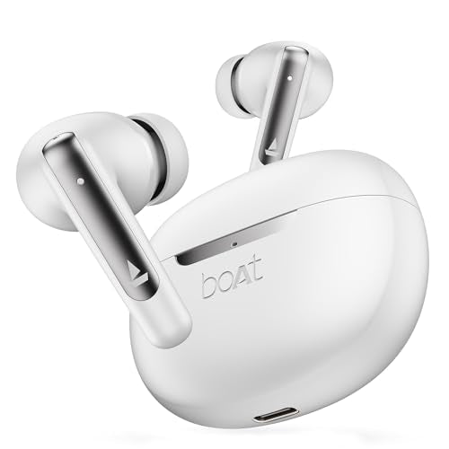boAt Newly Launched Airdopes 141 ANC TWS Earbuds with 42 hrs Playback/50 ms Low Latency Beast™Mode/IWP™Tech/Signature Sound/Quad Mics with ENx™/ASAP™ Charge/USB Type-C Port/IPX5 (White) - color: White