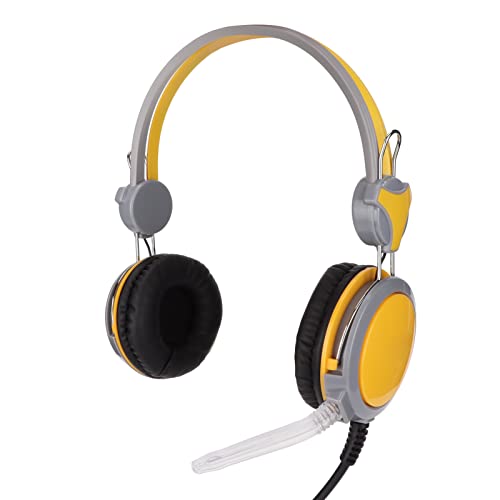 Gaming Headset with Noise Cancelling Features Ergonomic Wired Game Headphone for PC and Skype 40mm Drivers (Yellow) - color: Yellow