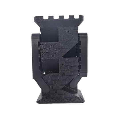 Castle Retro Black Dagger Dice Dice Tower Dungeons and Dragons RPG Tabletop Roleplaying Game Jail D&D (Random 7PCS D20 Dice Set Included) Black - color: Black