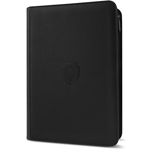 Premium Zip Card Binder, Fabmaker 9 Pocket Trading Card Binder, PU Cover Zipper Card Collection Album, Sturdy 360 Side-Loading Card Folder Holder for Game & Sports Cards, Black - color: Black, size: 9 Pocket - 13.9" x 10.5"
