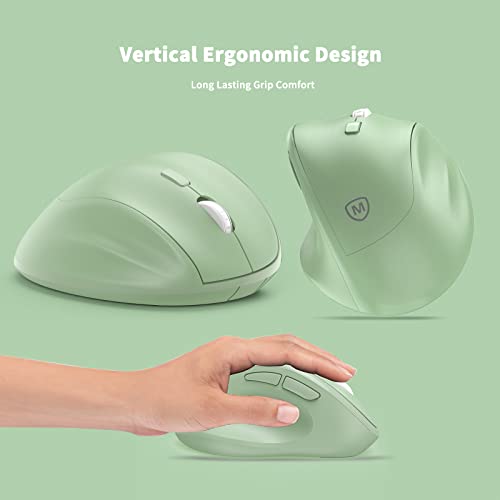 Ergonomic Wireless Mouse with USB Receiver for PC Computer, Laptop and Desktop, Ergo Vertical Mouse with Silent Clicks Long Battery Life, Up to 1600 DPI & 1 AA Battery Powered, Green - color: Green, size: USB Wireless