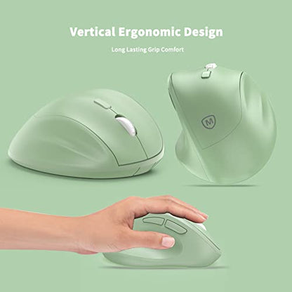 Ergonomic Wireless Mouse with USB Receiver for PC Computer, Laptop and Desktop, Ergo Vertical Mouse with Silent Clicks Long Battery Life, Up to 1600 DPI & 1 AA Battery Powered, Green - color: Green, size: USB Wireless