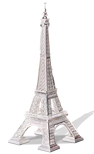 Piececool 3D Metal Model Puzzles for Adults, Upgraded Eiffel Tower Architecture 3D Metal Models Building Kits, Creative Home Decor DIY Crafts for Famliy Time - color: Silver