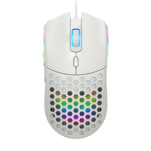 Cuifati Hollow Design RGB Backlit Wired Mouse, Ergonomic 6400DPI Optical Gaming Mouse 6 Buttons USB Plug Play, Lightweight 99g Computer for Gaming and Work, Premium ABS Durable (S500 Black) - color: S500 Black