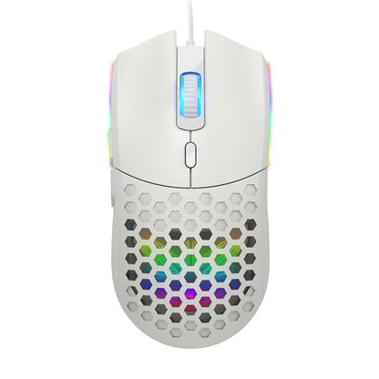 Cuifati Hollow Design RGB Backlit Wired Mouse, Ergonomic 6400DPI Optical Gaming Mouse 6 Buttons USB Plug Play, Lightweight 99g Computer for Gaming and Work, Premium ABS Durable (S500 Black) - color: S500 Black