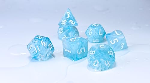 Blue DND Dice Set of 7pcs (Summer Blue) | Polyhedral Dice Set for TTRPGs, Dungeons and Dragons, Role Playing Games and Other Table Games– D20 System Dice - color: Summer Blue