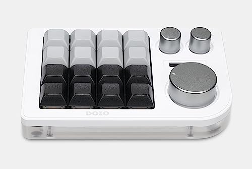 KEEBMONKEY Megalodon Triple Knob Macro Pad Programmable Designer Mini Keyboard 16 Keys (White) - color: White