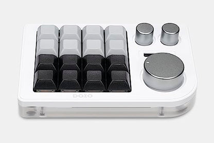 KEEBMONKEY Megalodon Triple Knob Macro Pad Programmable Designer Mini Keyboard 16 Keys (White) - color: White