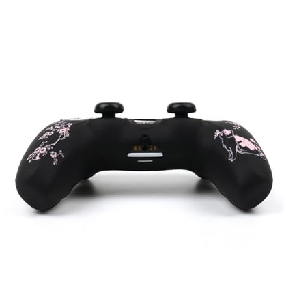 Cat Among Blossoming Branches Controller Skin Cover Compatible with PS5/Playstation 5 Controller, RALAN Protector Case Customised Thumb Grip - color: Cat Black Pink