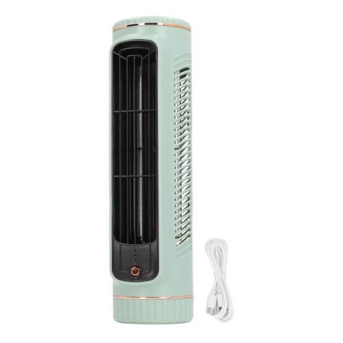 TOPINCN Desk Bladeless Fan, Quiet Desktop Fan Bladeless with 3 Cooling Speeds, Rechargeable Table Cooling Fan for Bedroom Office Home Outdoor, Tower Fan Cooling Fan (Green)
