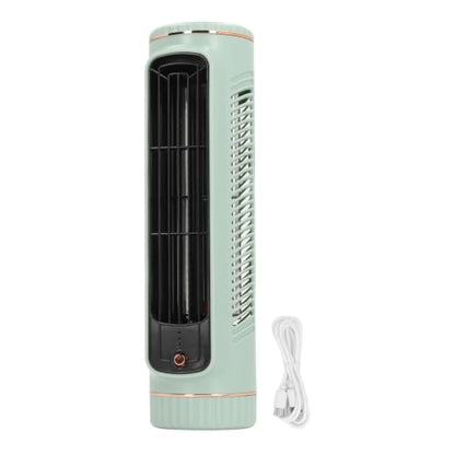 TOPINCN Desk Bladeless Fan, Quiet Desktop Fan Bladeless with 3 Cooling Speeds, Rechargeable Table Cooling Fan for Bedroom Office Home Outdoor, Tower Fan Cooling Fan (Green)