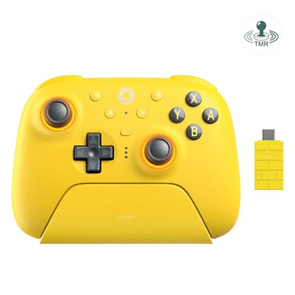 8Bitdo Ultimate 2 Bluetooth Controller for Switch 1/2, Windows PC | TMR Joysticks,Tactile/Hall Triggers,Programmable L4/R4 Bumpers,2 Back Paddle Buttons,RGB Ring,Yellow