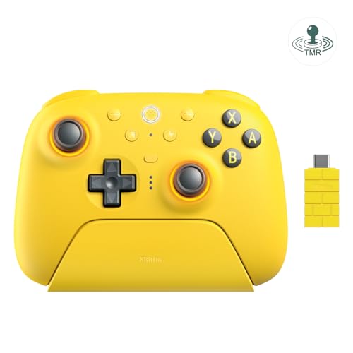 8Bitdo Ultimate 2 Bluetooth Controller for Switch 1/2, Windows PC | TMR Joysticks,Tactile/Hall Triggers,Programmable L4/R4 Bumpers,2 Back Paddle Buttons,RGB Ring,Yellow