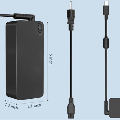 100W Universal USB-C Power Adapter Fast Charger, Compatible with Mac Book Pro/Air 16, 15, 14, 13 Inch,Mac Book Air 13 Inch 2026 2025 2024, Lenovo, Acer, Dell, Asus - color: Black