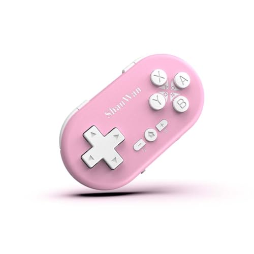 ShanWan Bluetooth Gamepad Keychain Sized Mini Controller for Switch, Windows, Android, iOS & PS4（pink ） - color: PINK