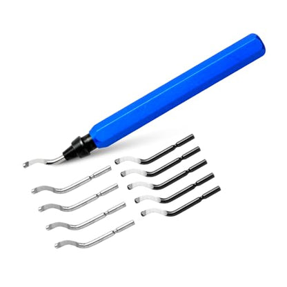 10-Piece HSS Deburring Tool Set – High-Speed Steel Blades for Metal, Aluminum, Copper, PVC, Resin, Wood & 3D Prints – Manual Chamfer & Reamer with Metal Handle