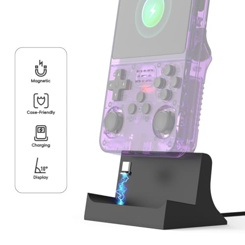 Magnetic Charging Dock for R36S Handheld Game Console, Desktop Charger Base with Anti Slip Stand, Type-C Charging Station for R36S Retro Game Console
