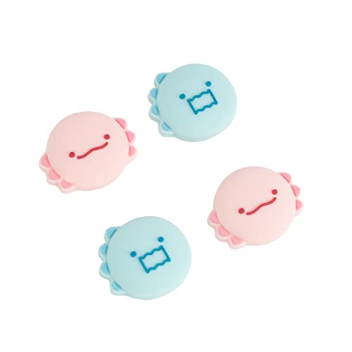 GeekShare Cute Silicone Joy Con Thumb Grip Caps, Joystick Cover Compatible with Switch/OLED/Switch Lite,4PCS - Dinosaur & Axolotl - color: Green, Brown, Pink