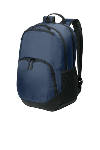 SPORT-TEK Unisex Rec Backpack | Laptop Bag for Women & Men, Gym Backpack with Padded Back & Ventilated Shoe Compartment - color: True Navy