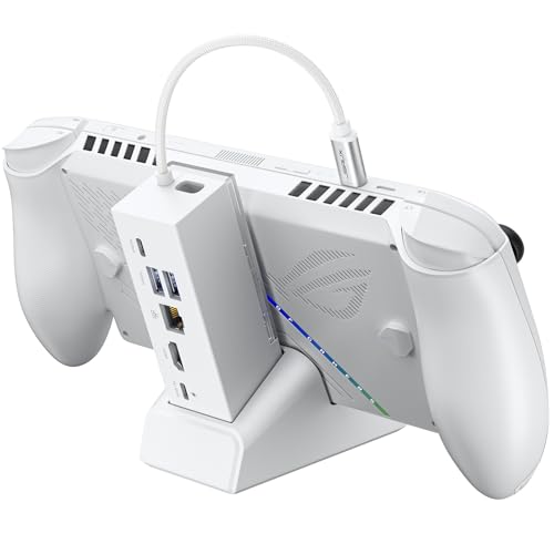 JSAUX Docking Station for ROG Xbox Ally X (2025)/ROG Ally X/ROG Ally/Steam Deck/Legion Go, 6-in-1 Dock with HDMI 4K@120Hz, Gigabit Ethernet, USB A & USB C 3.2 Gen 1, 100W Charging - HB0609 White - color: White