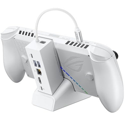 JSAUX Docking Station for ROG Xbox Ally X (2025)/ROG Ally X/ROG Ally/Steam Deck/Legion Go, 6-in-1 Dock with HDMI 4K@120Hz, Gigabit Ethernet, USB A & USB C 3.2 Gen 1, 100W Charging - HB0609 White - color: White