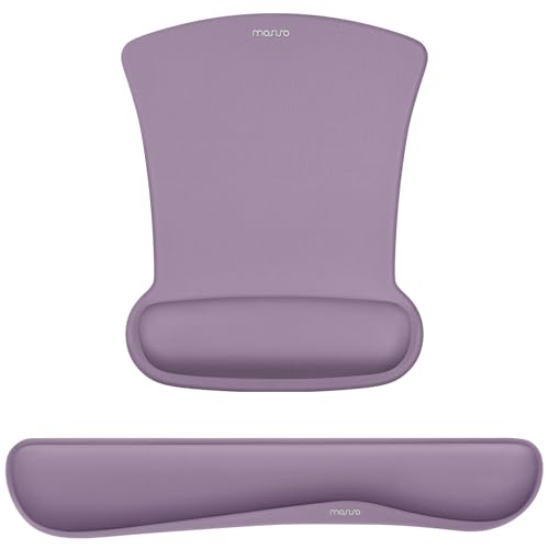 MOSISO Wrist Rest Support for Mouse Pad & Keyboard Set, Ergonomic Mousepad Non-Slip Base Home/Office Pain Relief & Easy Typing Cushion with Neoprene Cloth & Raised Memory Foam, Ultra Violet - color: Ultra Violet