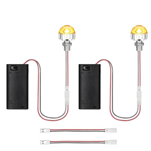 2 Pcs Miniature LED Lighting Kit, Battery Operated Yellow Wiring Set for Model Houses, DIY Craft Projects – Includes Extension Cords, Battery Holder & Switch for 14+ Years - color: Yellow