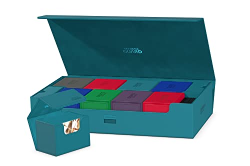 Ultimate Guard Omnihive 1000+, Deck Case for 1000 Double-Sleeved TCG Cards + 2 removable Trays, Petrol, Magnetic Closure & Microfiber Inner Lining - color: Petrol