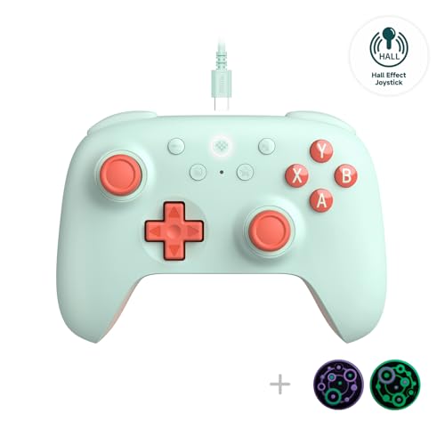 8Bitdo Ultimate 2C Hall Effect Joysticks and Hall Triggers Wired Controller for Windows PC and Android, with Remappable L4/R4 Bumpers, Turbo function & Rumble vibration (Mint) - color: Mint, size: Ultimate 2C