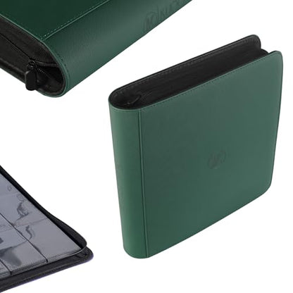 1200+ Pockets Trading Card Binder, 12-Pocket Card Ablum Compatible with MTG,Sports Cards & Other Standard Size Trading Card (GREEN) - color: Card Binder 12 Pocket Green