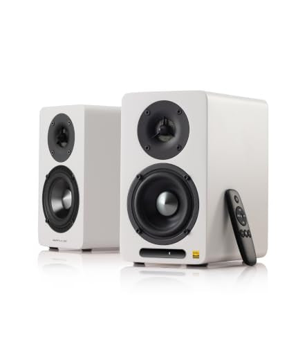 Edifier Airpulse A60 Desktop Hi-Res Bluetooth Bookshelf Speakers, White | Planar Tweeter, Hi-Res Audio, Bluetooth 5.1 aptX HD, DSP Crossover, Multi Input, Sub Out, MDF Wooden Cabinet - color: matt white