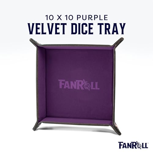 FanRoll Fold Up Velvet Dice Tray w/PU Leather Backing: Purple, Role Playing Game Dice Accessories for Dungeons and Dragons - color: Purple