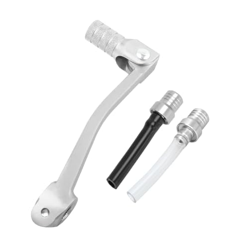 Motorcycle Folding Gear Shifter Shift Lever, Foldable Motorbike Pedal Shifter Replacement Accessories with Tank Cap Vent Hose Tube, Fit for 50cc 70cc 90cc 110cc Pit Dirt Bike Parts (Silver) - color: Silver