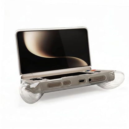 TEHAOUU Flip TPU Protective Case, Compatible with AYN THOR Handheld Game Console, Transparent Soft Shell, Full Wrap Portable Console Cover for Retro Game Travel Carry (Transparent) - color: Transparent