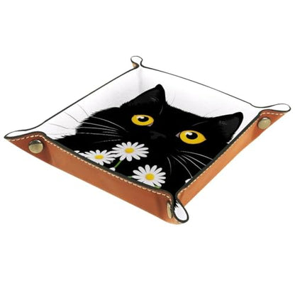 Black Cat Daisies Dice Tray Dice Rolling Tray Folding Dice Holder for Dice Games, Like RPG, DND and Other Table Games - color: Multi 5