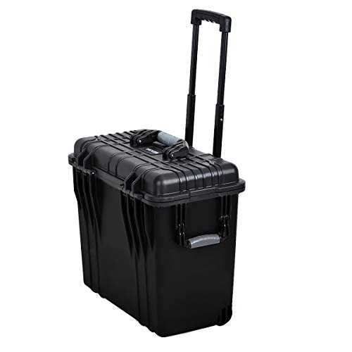 MEIJIA Rolling Waterproof Hard Protective Case, Hard Camera Case with Retractable Pull Handle and Wheels,Customizable Fit Foam Inserted, Black,19.88X12.01 X18.11 inches - size: 19.88X12.01 X18.11 inches