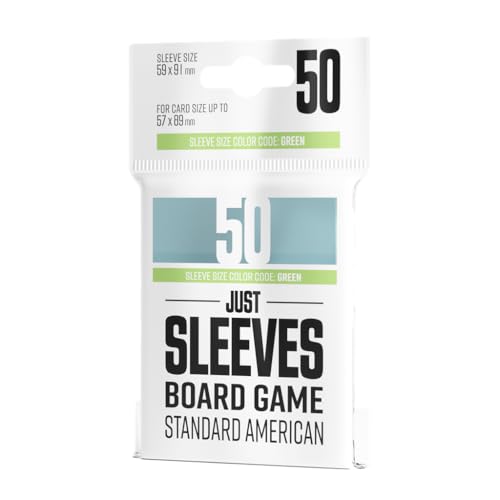 Gamegenic Just Sleeves - Standard American (50 Pack) 62×94 mm Card Sleeves | Cost-Effective Protection Compatible with Prime Green Size, Entry-Level Clear Sleeves for Board Games, TCGs and LCGs
