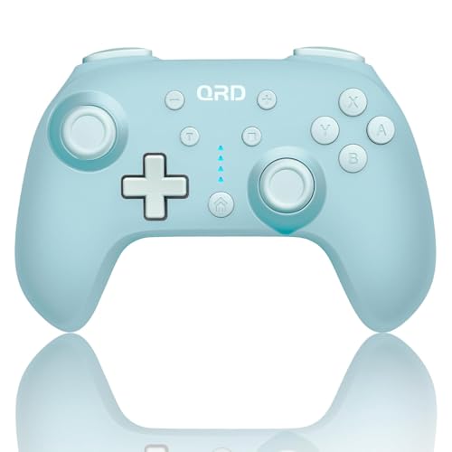 QRD Junior E5 Wireless Controller for Switch/Lite/OLED/Switch 2 Windows PC Mac iOS Andoird,6 Axis Gyro,TURBO (Switch Controller Blue) - color: Switch Controller Blue
