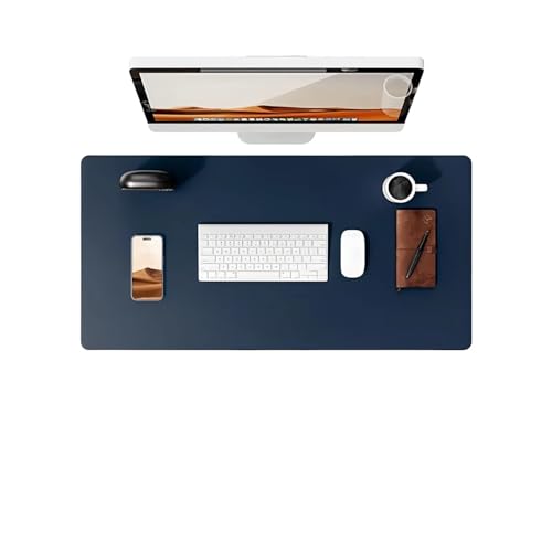 Desk Pad, Leather Non-Slip Laptop Computer Desk Keyboard Mat, Table Protector Blotter Mat, Large Mouse Pad (24" x 12")-Dark Blue - color: Dark Blue