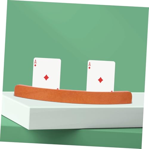 Card Holder for Desk Wood Card Rack Poker Stand Display Storage Stylish Wooden Finish