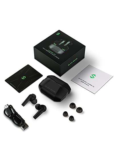 Black Shark Wireless Earbuds with 35ms Ultra-Low Latency, Gaming Bluetooth Earbuds with Premium Sound, Bluetooth 5.2, 10mm Drivers, 4 Hyperclear Mics, IPX5 Waterproof, 20H Play Time, Comfort Fit