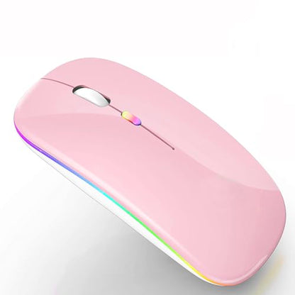 PEIBO Bluetooth Wireless Mouse for Laptop mac MacBook ipad MacBook air MacBook pro pc Desktop Computer Windows Chromebook Notebook (Pink White) - color: PINK white