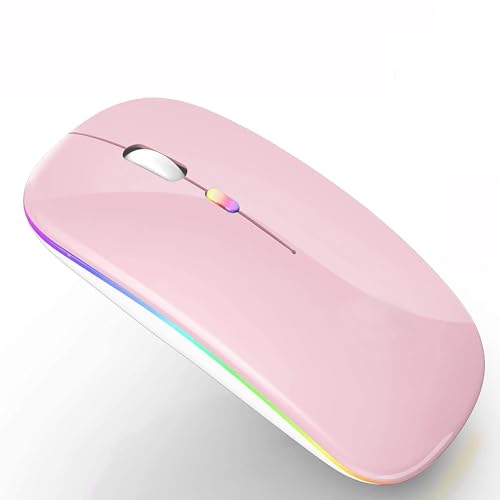PEIBO Bluetooth Wireless Mouse for Laptop mac MacBook ipad MacBook air MacBook pro pc Desktop Computer Windows Chromebook Notebook (Pink White) - color: PINK white
