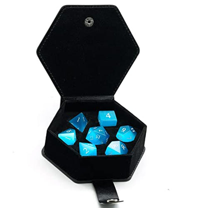 UDIXI Gemstone DND Dice Blue Cat's Eye Stone D&D Dice Set for Tabletop Game | Natural Stone, Premium Gift Box, DM Gift, for Dungeons and Dragons Role Playing Games - color: Blue Cat's Eye